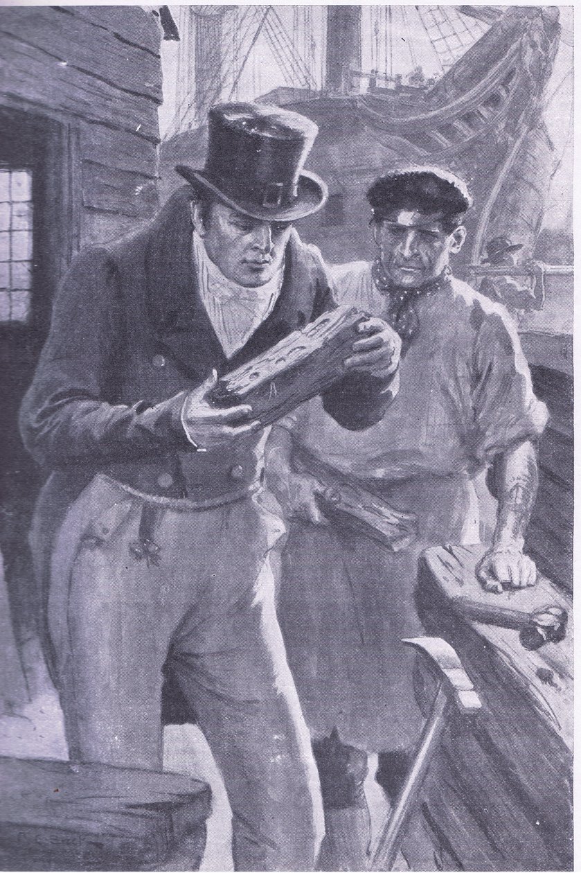 Brunel vede un pezzo di legno di nave perforato da un teredo, ispirando la sua idea di scavare sotto il Tamigi da Charles Edmund Brock