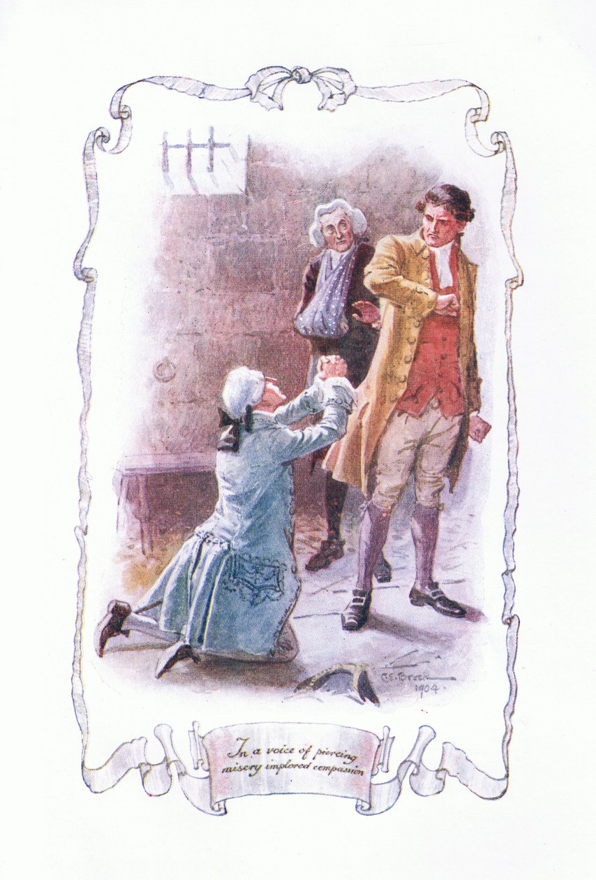 Con una voce di miseria penetrante implorava compassione, da Il Vicario di Wakefield pubblicato da J M Dent & Son Ltd, anni 1920 da Charles Edmund Brock
