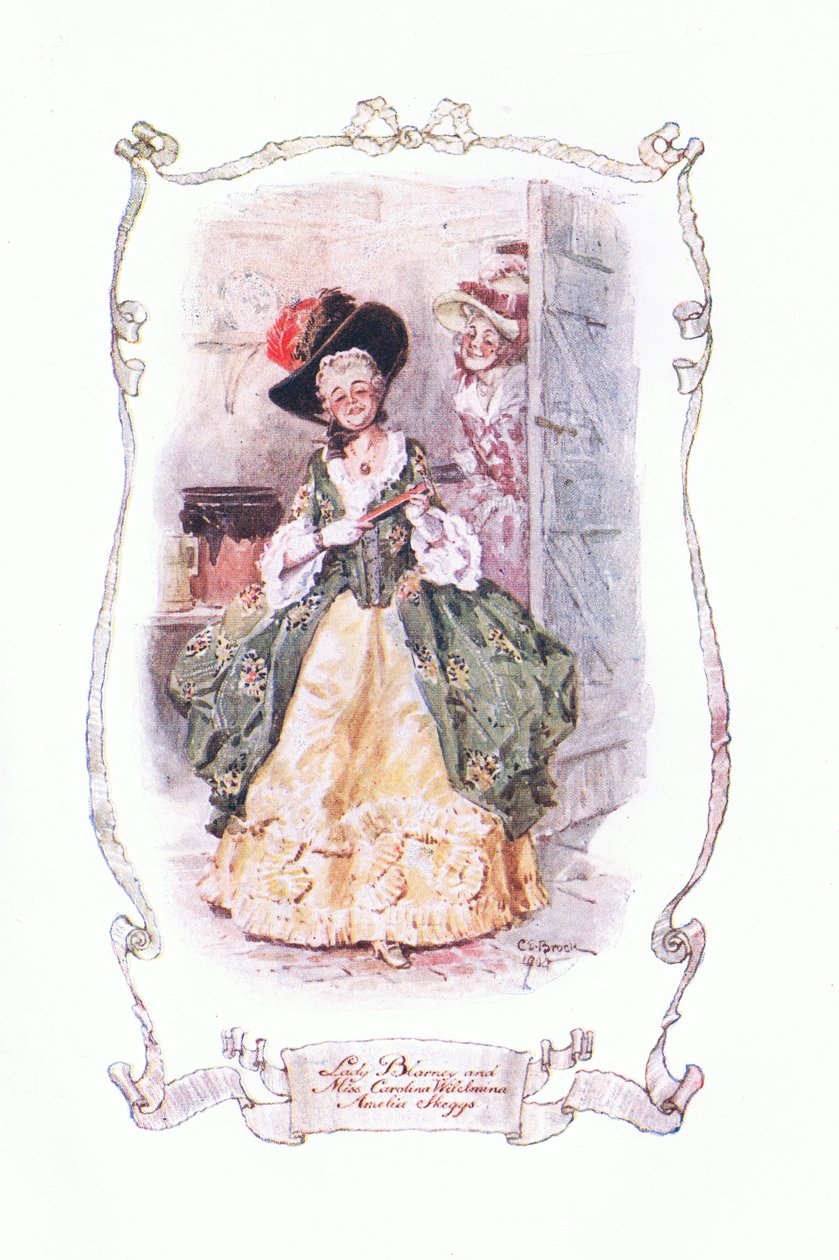 Lady Blarney e Miss Carolina Wilhelmina e Amelia Skeggs, da Il Vicario di Wakefield pubblicato da J M Dent & Son Ltd, anni 1920 da Charles Edmund Brock