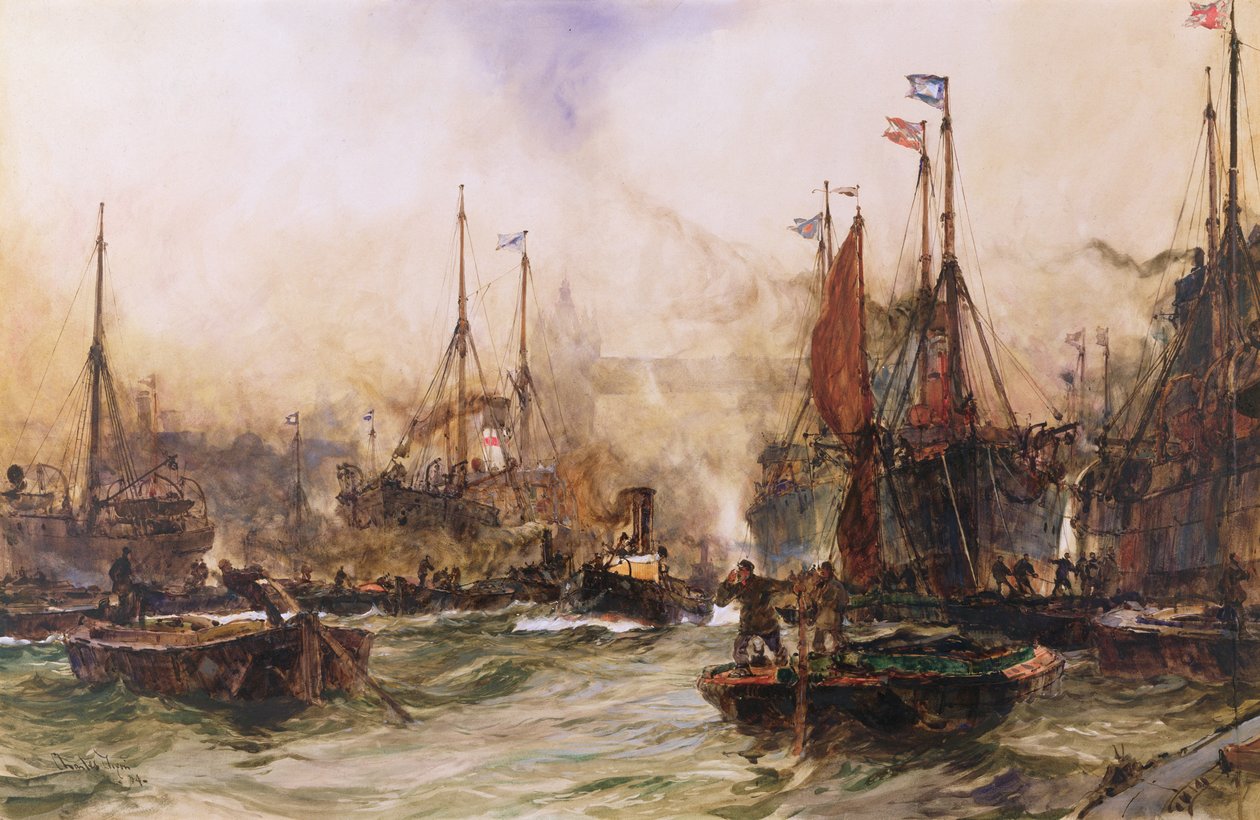 Il Tamigi al Tower Bridge da Charles Edward Dixon