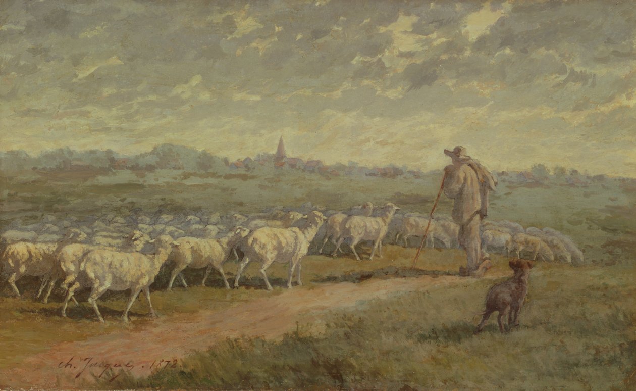 Paesaggio con un gregge di pecore, 1872 da Charles Emile Jacque