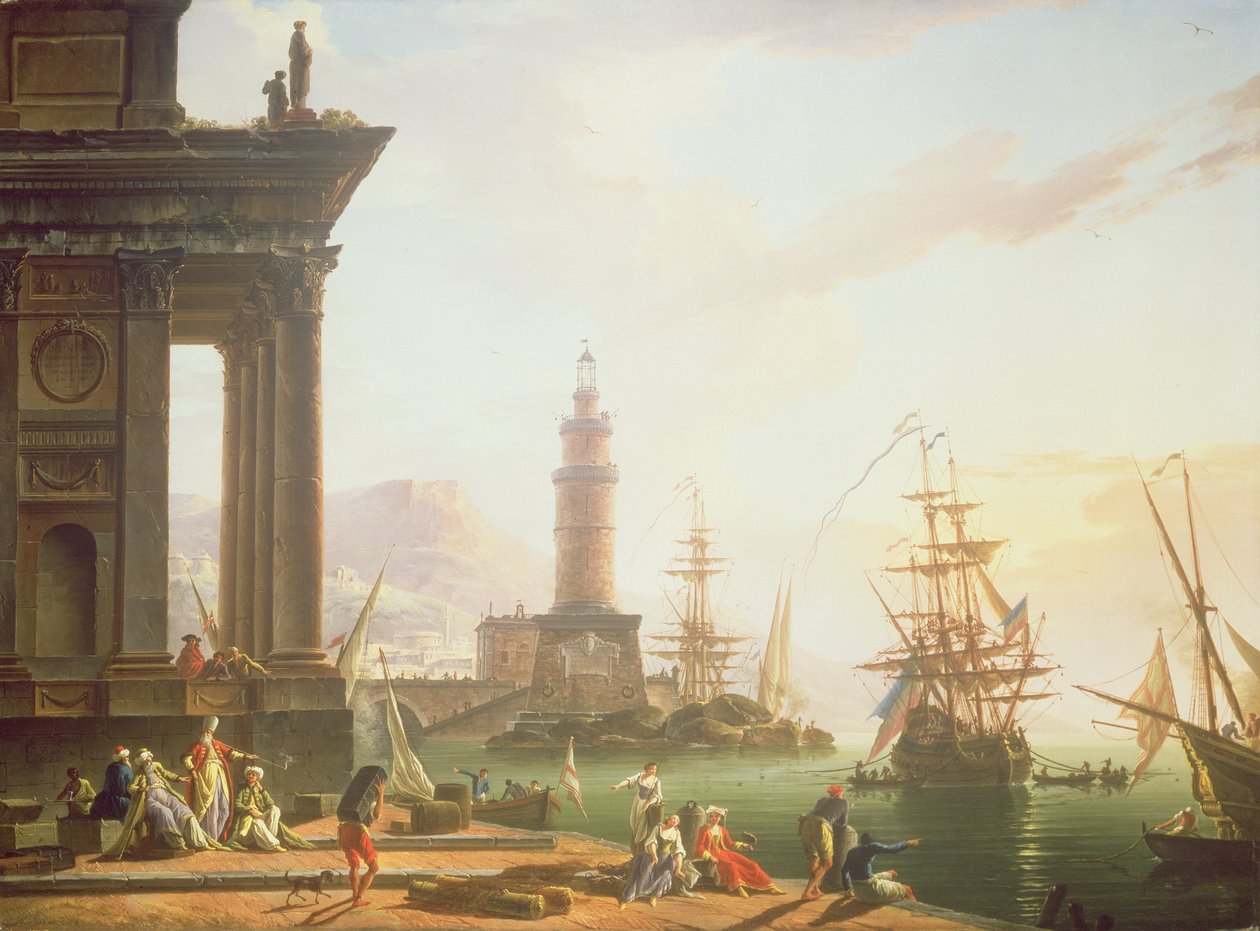 Scena di un porto mediterraneo, 1752 da Charles Francois Lacroix de Marseille