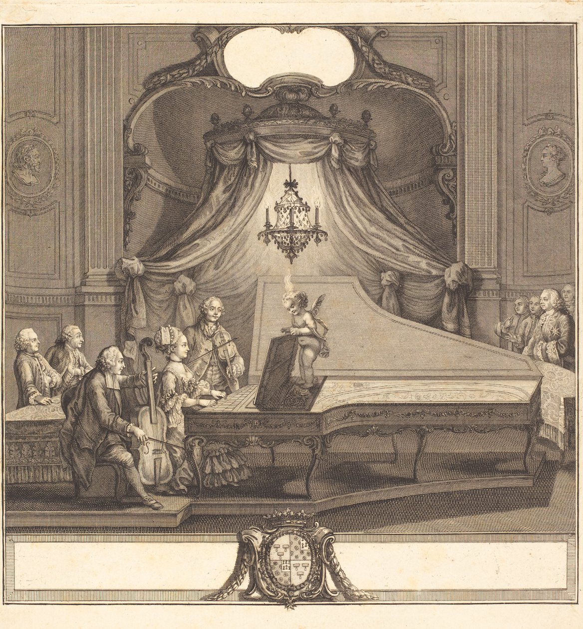 Le concert mecanique, incisione di Joseph de Longueil, 1769 da Charles Joseph Dominique Eisen