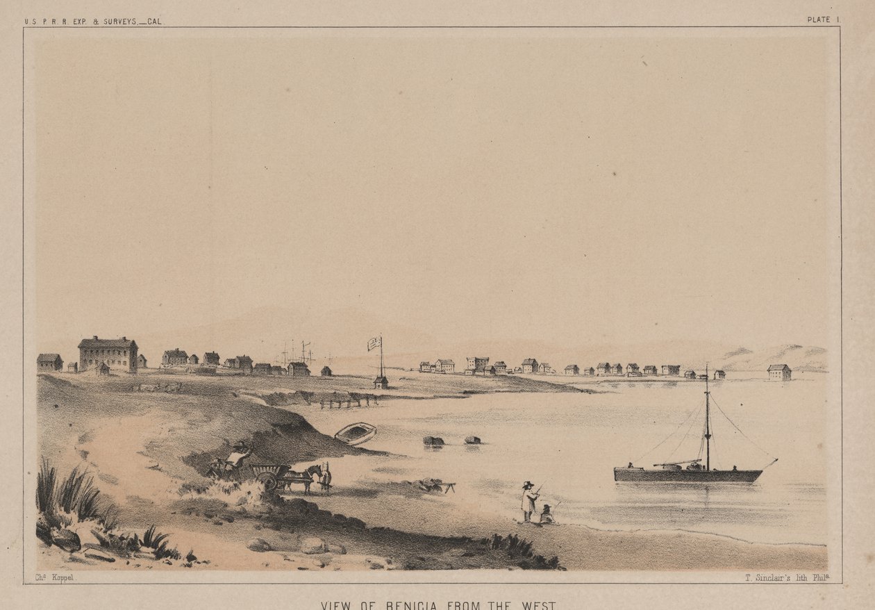 Vista di Benicia da ovest, 1856 da Charles Koppel