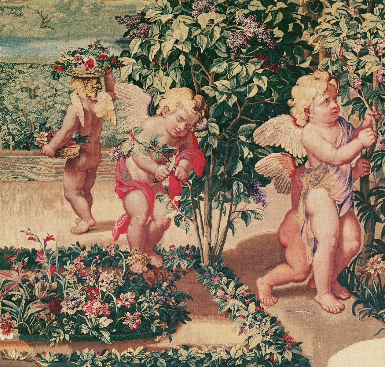 Bambini che Fanno Giardinaggio (dopo un cartone di Le Brun), tessuto all
