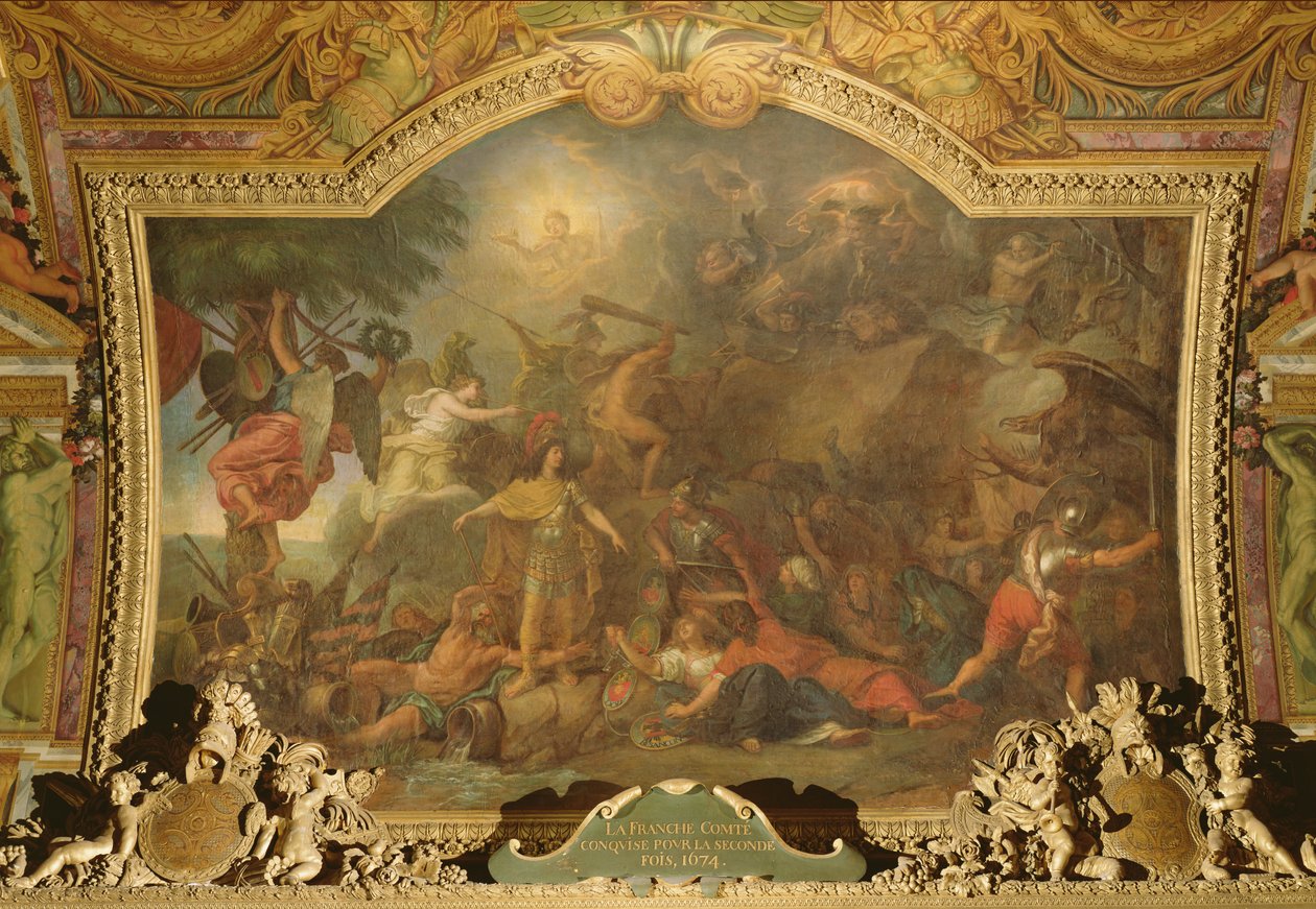 Franche-Comté conquistata per la seconda volta, dipinto sul soffitto della Galerie des Glaces da Charles Le Brun