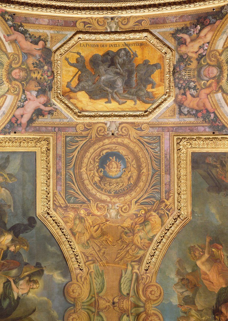 La fine della mania per i duelli nel 1662, dipinto sul soffitto della Galerie des Glaces da Charles Le Brun