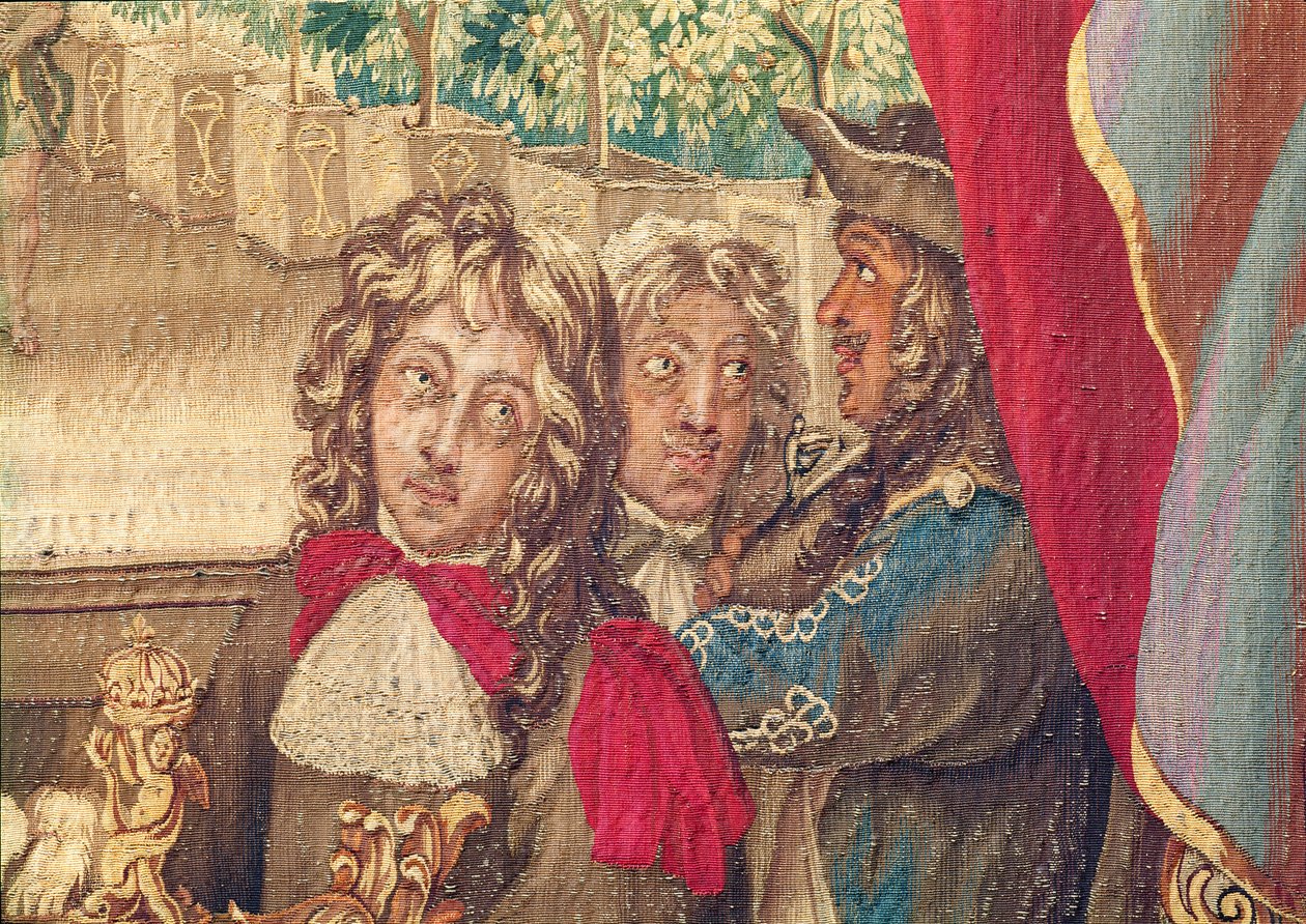 Tre persone, dal Mese di Gennaio arazzo (dettaglio) da Charles Le Brun