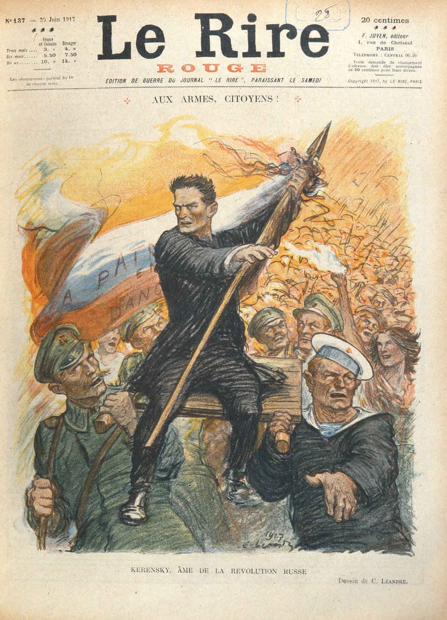 Caricatura di Alexander Kerensky (1881-1970), copertina della rivista francese 
