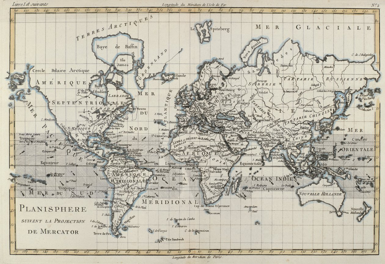 Mappa del mondo usando la proiezione di Mercatore, da 
