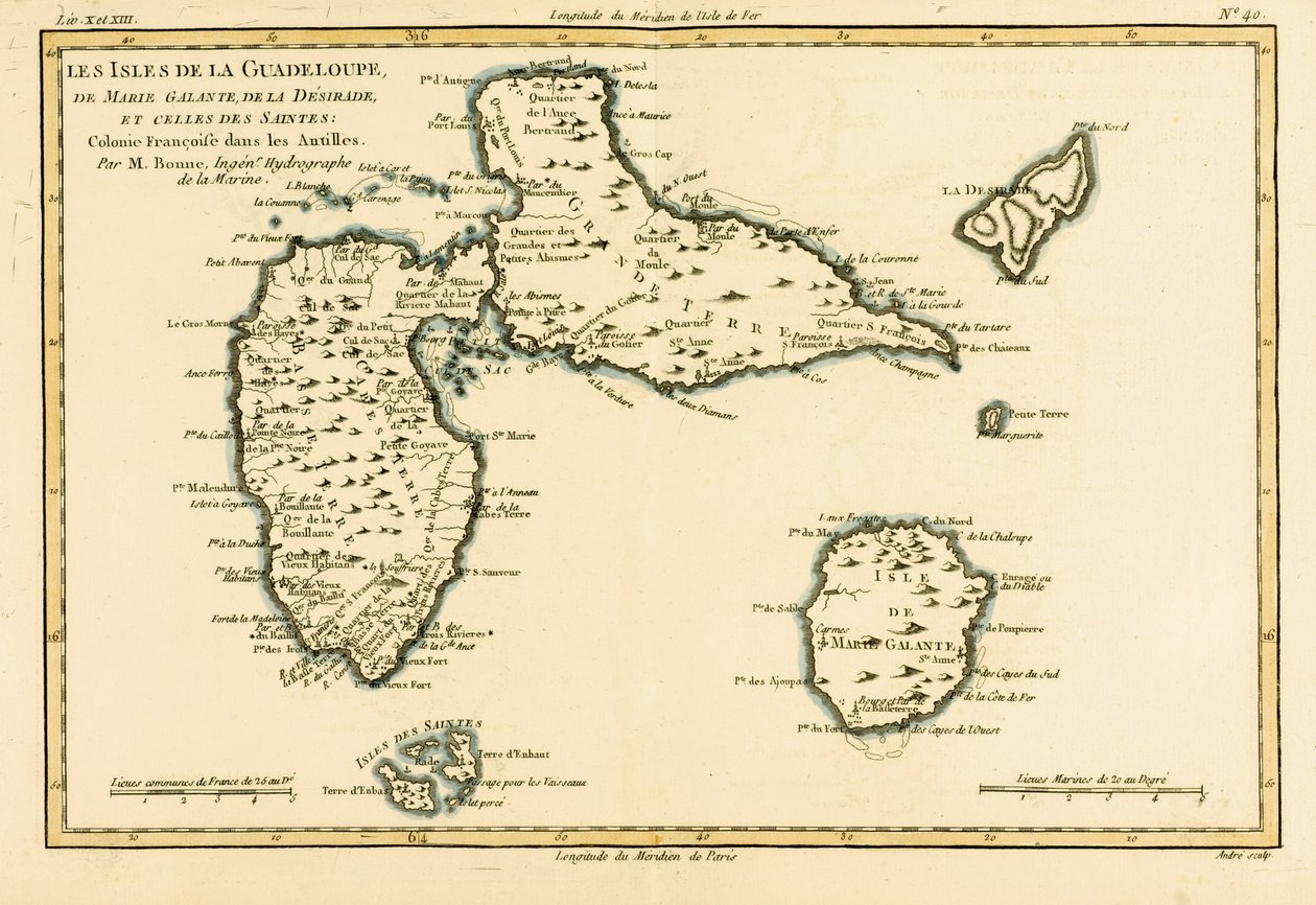 Le Isole di Guadalupa, Marie-Galante, La Desirade e le Isole des Saintes, colonie francesi nelle Antille, da 