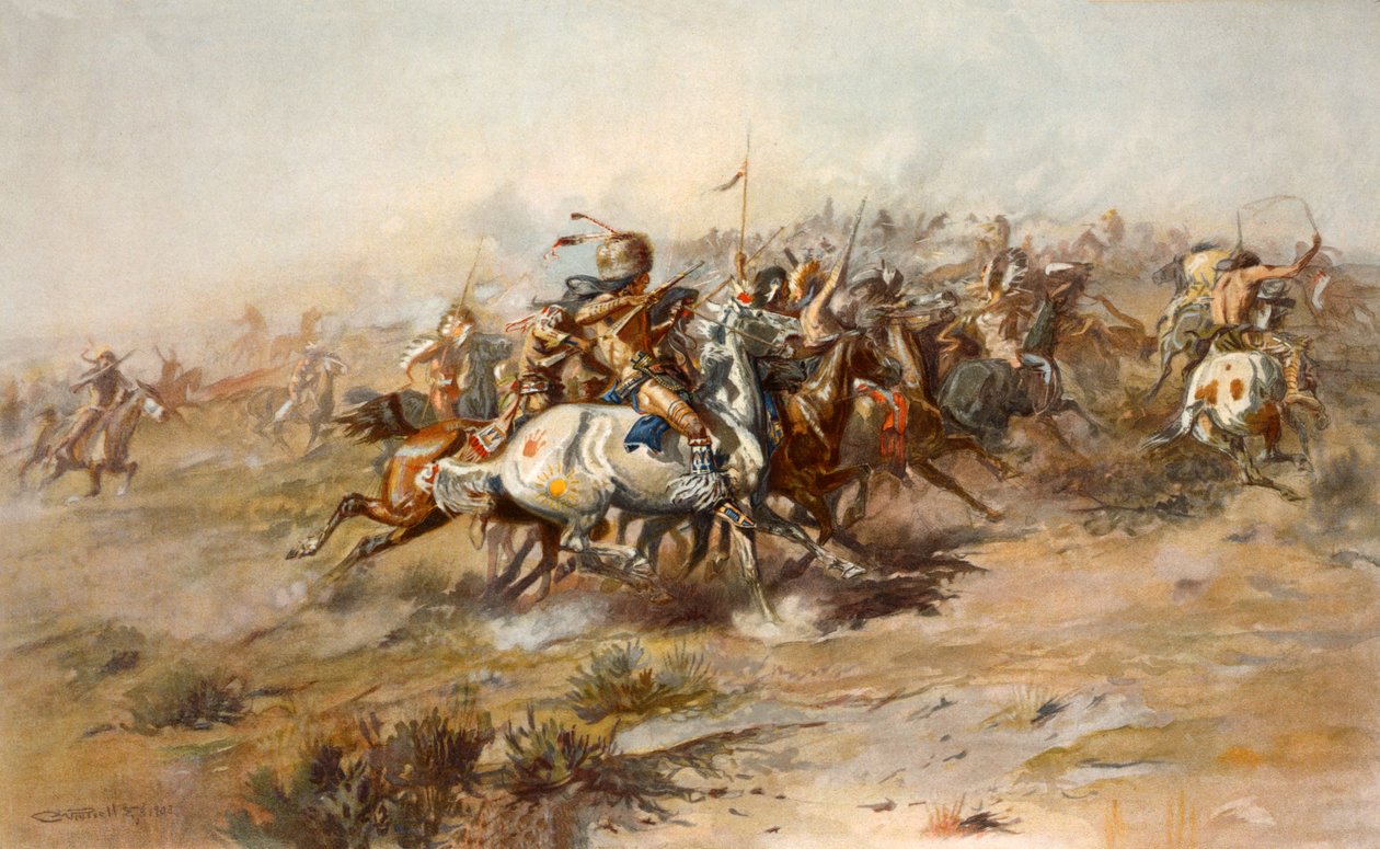 La battaglia di Little Bighorn, giugno 1876, pub. 1905 da Charles Marion Russell