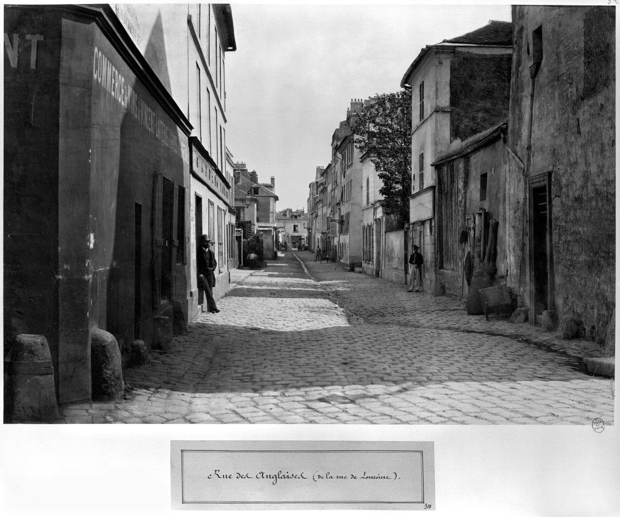Rue des Anglaises, da rue de Lourcine, Parigi, 1858-78 da Charles Marville
