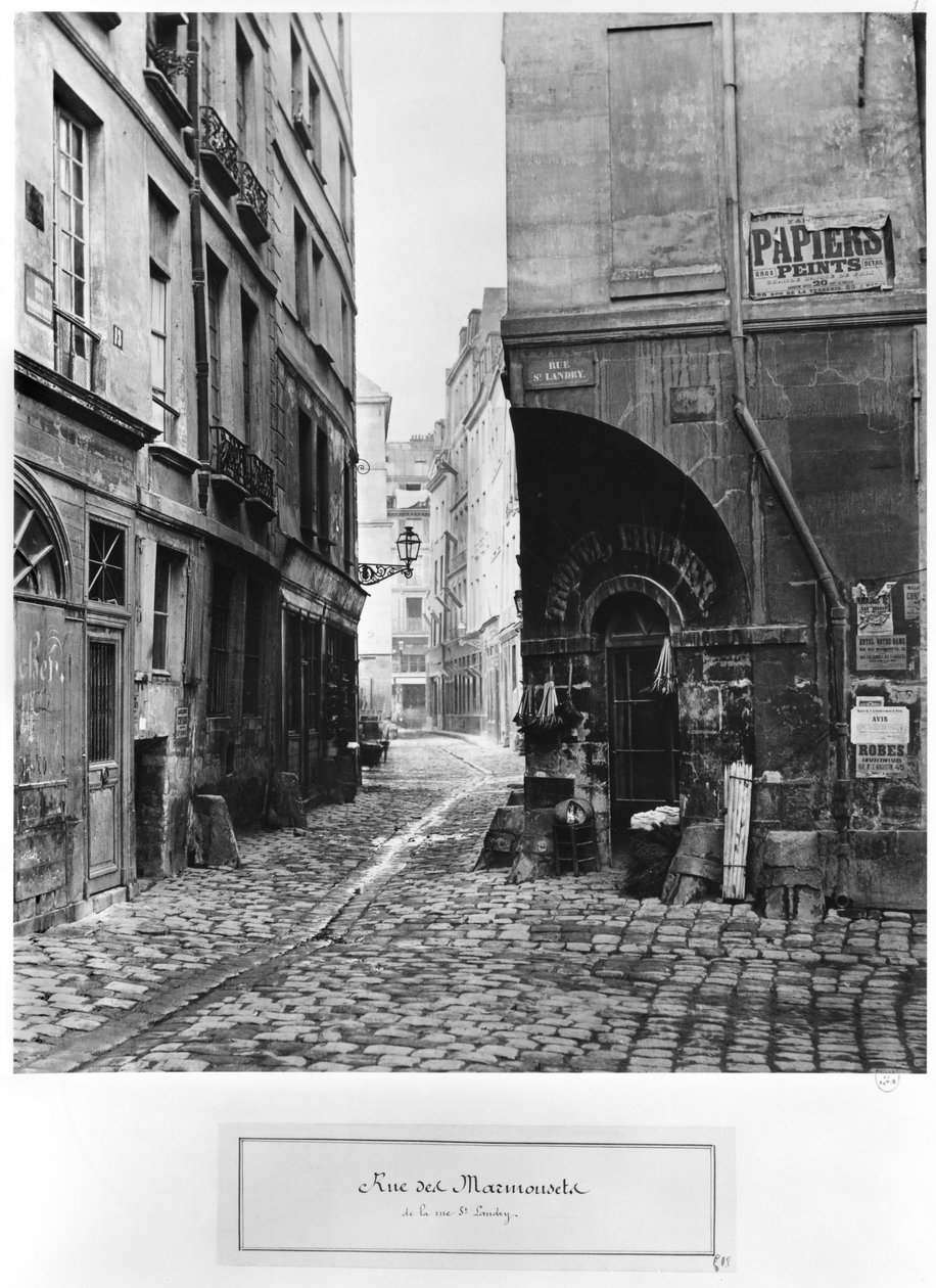 Rue des Marmousets, da rue Saint-Landry, Parigi, 1858-78 da Charles Marville