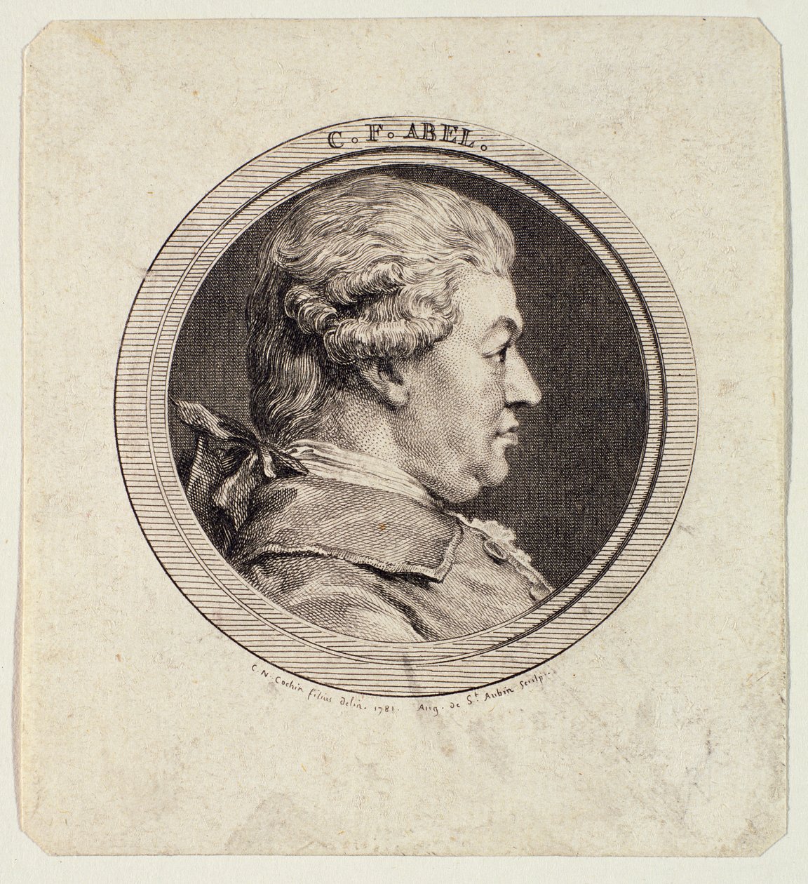 Carl Friedrich Abel (1723-87) inciso da Augustin de Saint-Aubin (1736-1807) 1781 da Charles Nicolas II Cochin