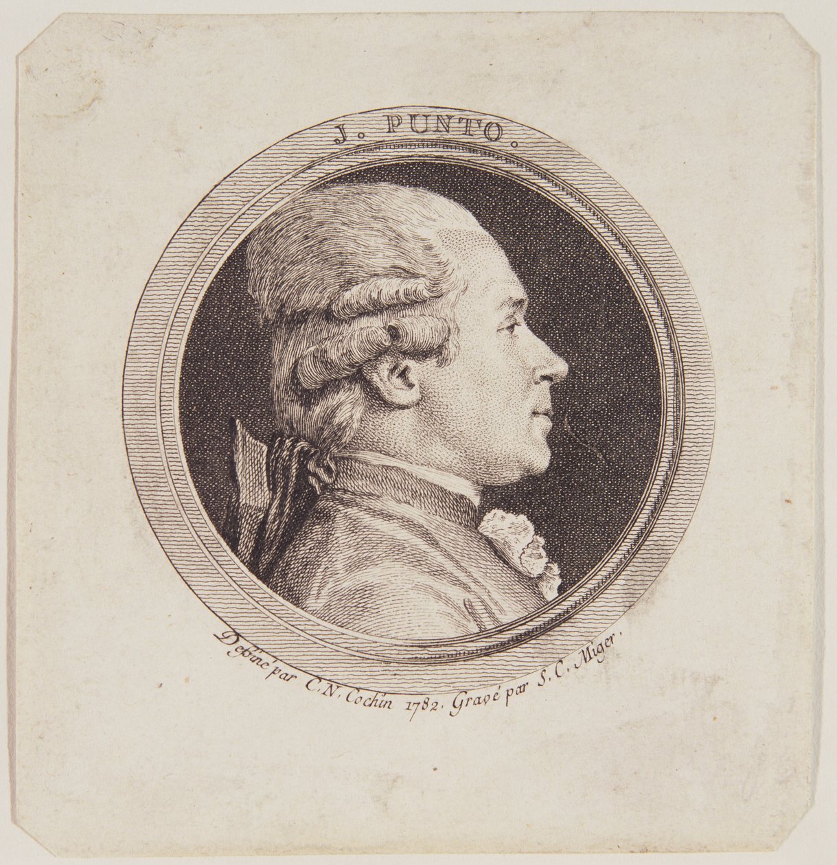 Ritratto di Giovanni Punto (1746-1803) inciso da Simon Charles Miger (1736-1820) 1782 da Charles Nicolas II Cochin