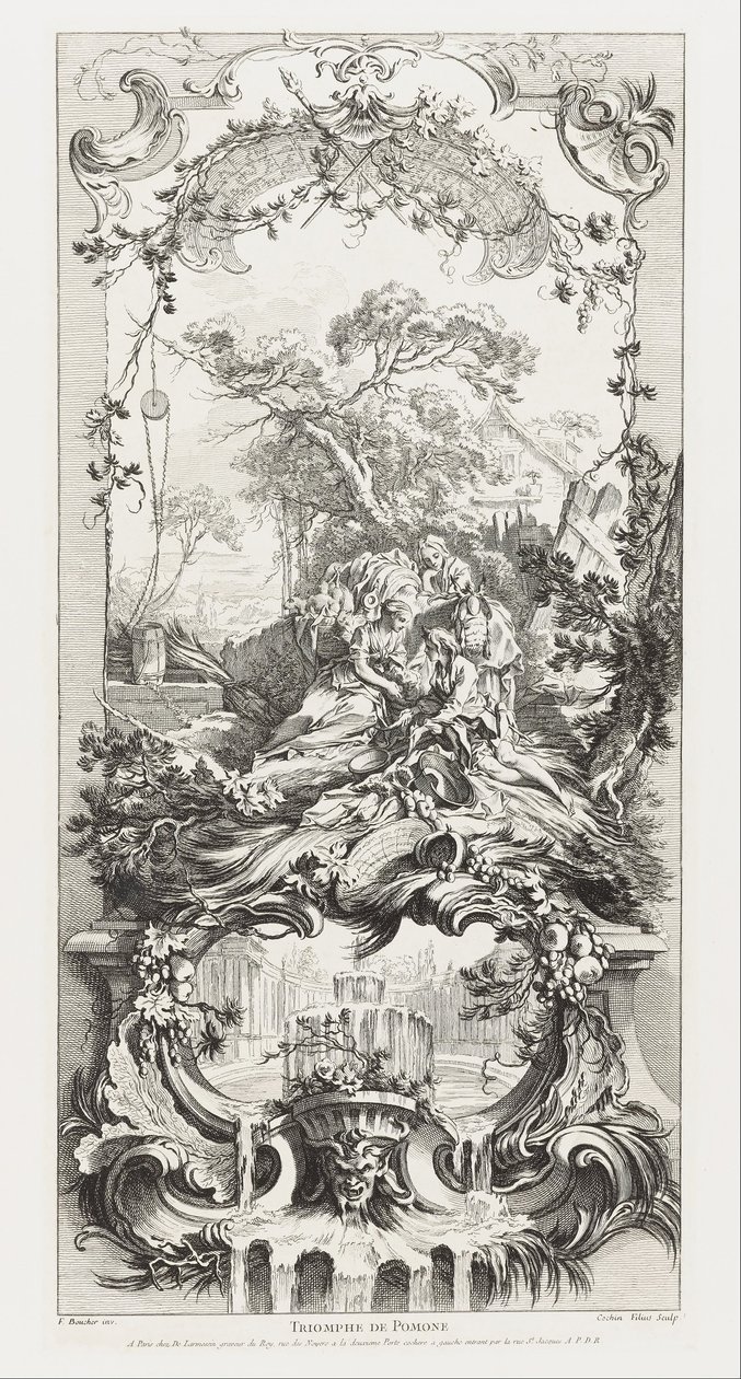 Design dello schermo - Triomphe de Pomone (Trionfo di Pomona) da Nouveaux Morceaux pour des paravents da Charles Nicolas II Cochin
