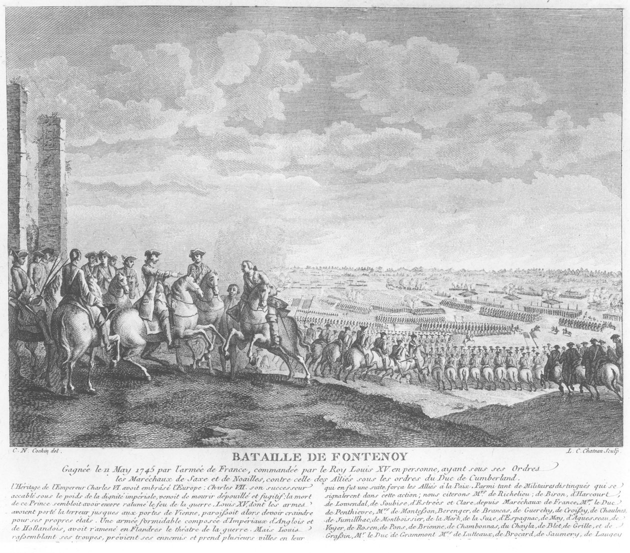 La battaglia di Fontenoy, 11 maggio 1745, 1828 da Charles Nicolas II Cochin