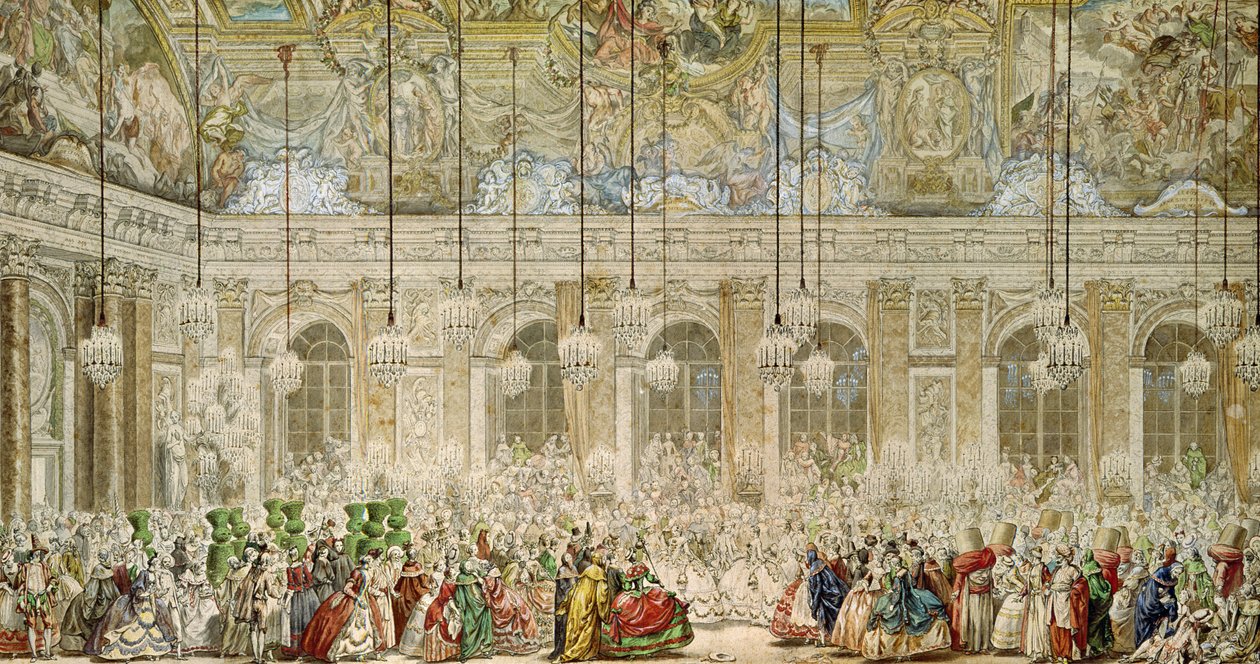 Il ballo in maschera alla Galerie des Glaces, 17 febbraio 1745 da Charles Nicolas II Cochin