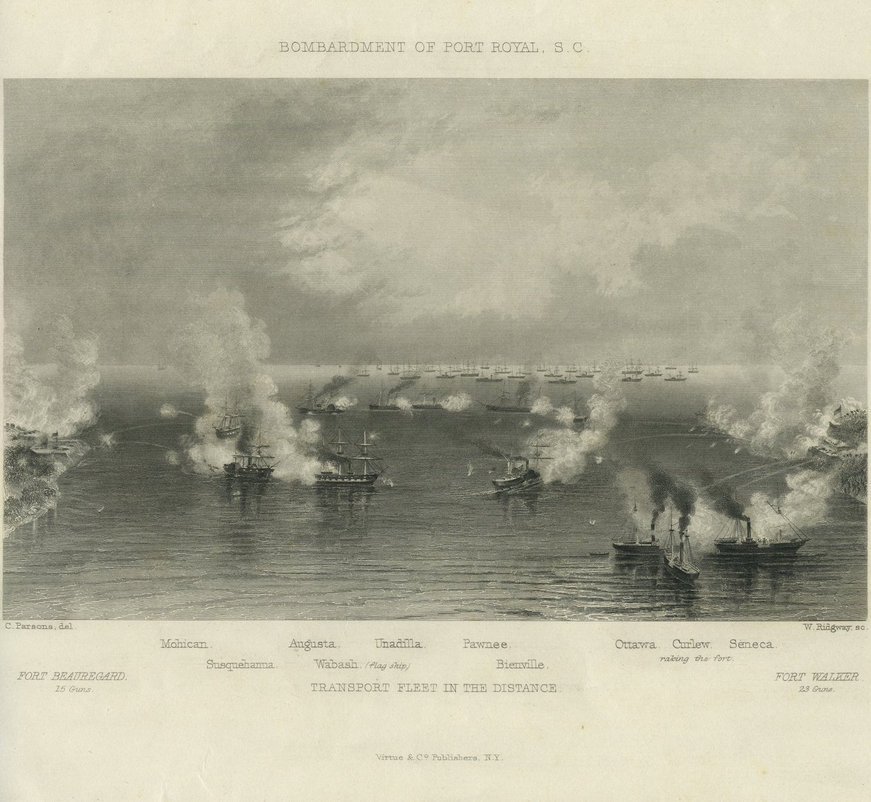 Bombardamento di Port Royal, S.C., c. 1861 da Charles Parsons