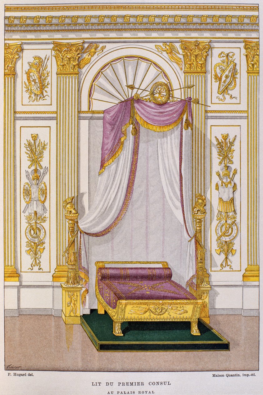 Letto di Napoleone I Bonaparte (1769-1821) Primo Console al Palais Royal, illustrazione dal 