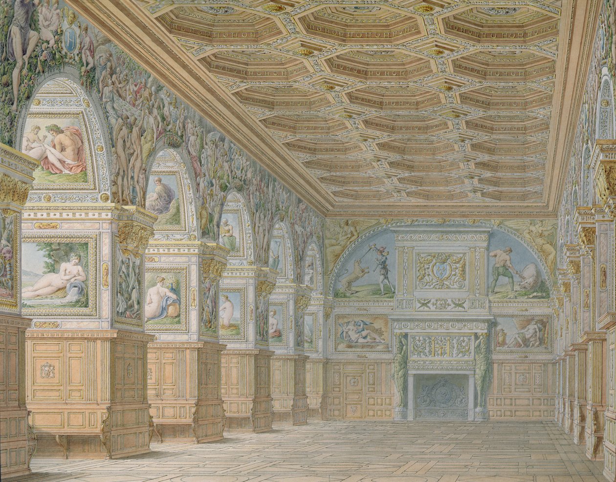 La sala da ballo a Fontainebleau, tavola da un album da Charles Percier