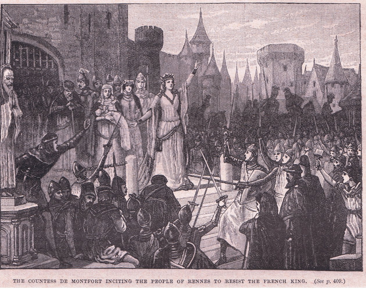 La contessa de Montford incita il popolo di Rennes a resistere al re di Francia AD 1341 da Charles Ricketts