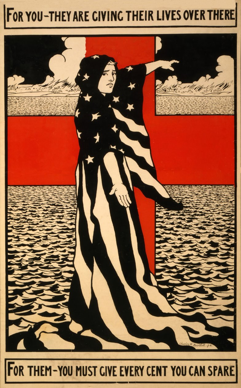 Poster di raccolta fondi per la Croce Rossa, pub. 1918 da Charles William Bartlett