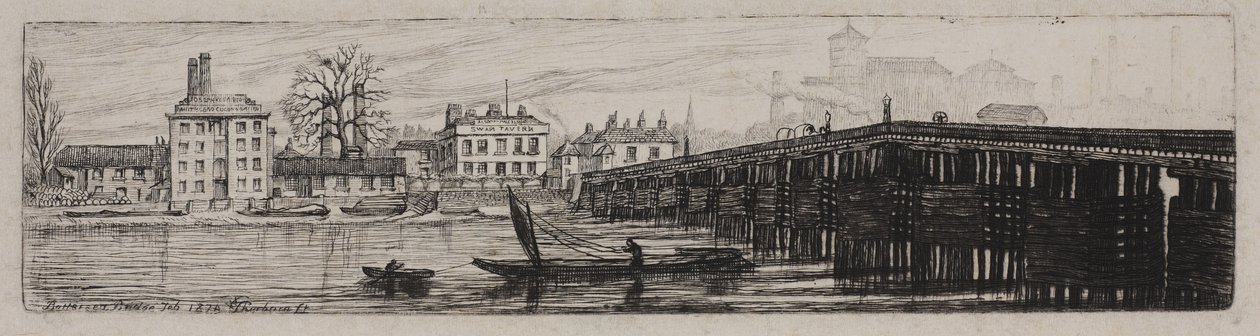 Veduta del ponte di Battersea dalla riva del Middlesex, 1874 da Charles William Sherborn