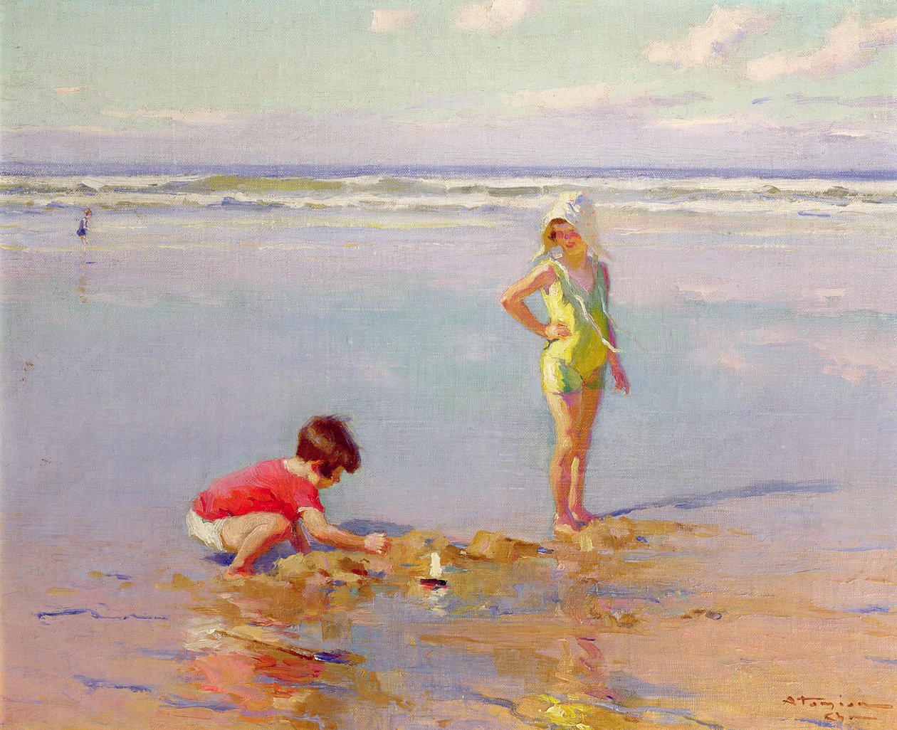 Bambini sulla spiaggia da Charles Garabed Atamian