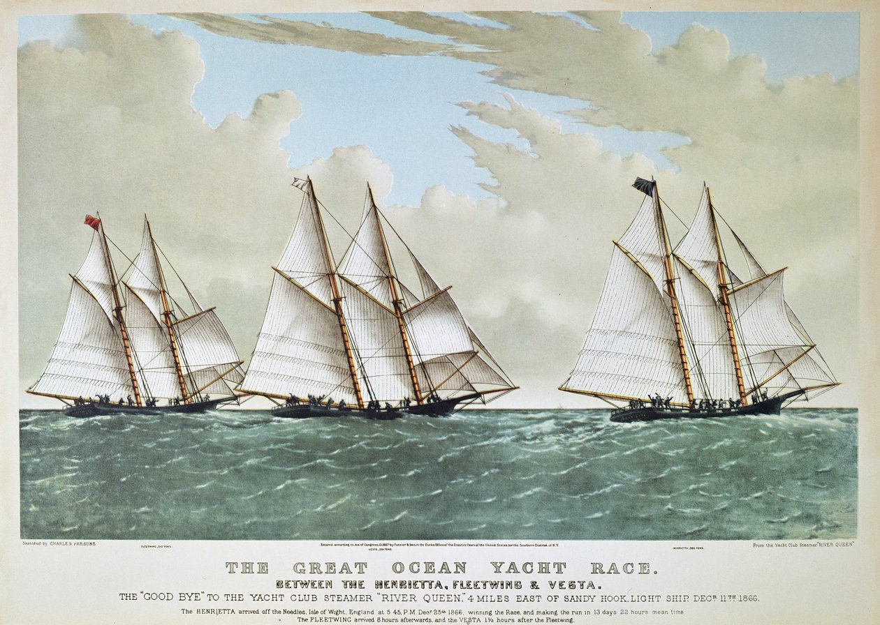 Grande Corsa Oceanica del 1866 tra Henrietta, Vesta e Fleetwing, pubblicata da Currier & Ives da Charles (after) Parsons