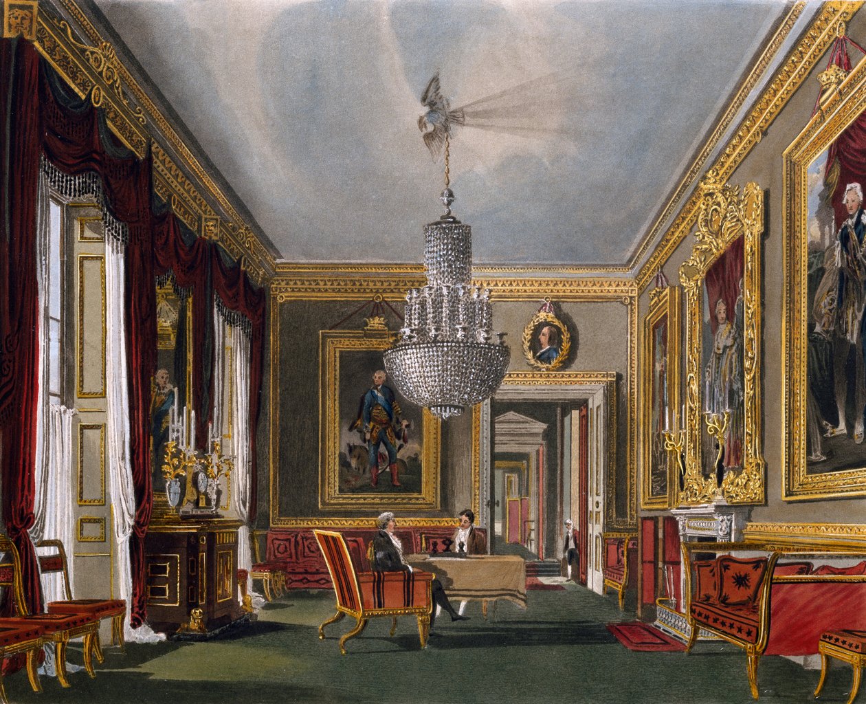 Anticamera ovest, incisione di Richard Reeve su disegno di Charles Wild, da The History of the Royal Residences da Charles (after) Wild
