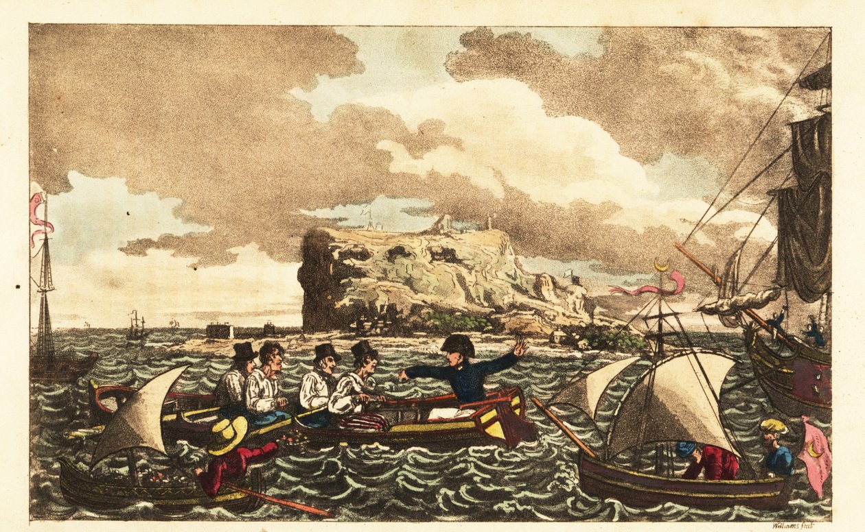Guardiamarina Newcome trasferito in barca a remi sulla HMS Vanguard vicino a Gibilterra da Charles (c.1797 1850) (after) Williams
