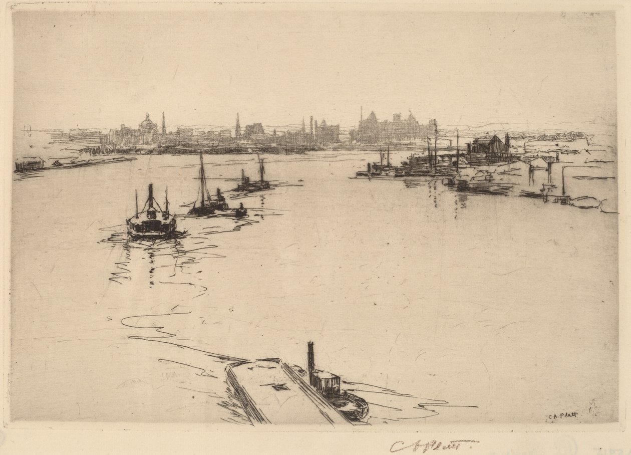 Williamsburg dal ponte (schizzo) da Charles A. Platt