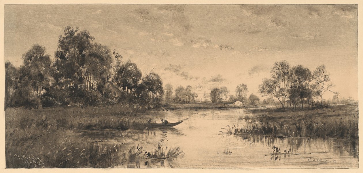 Sera su un Fiume con un Barcaiolo da Charles A. Walker