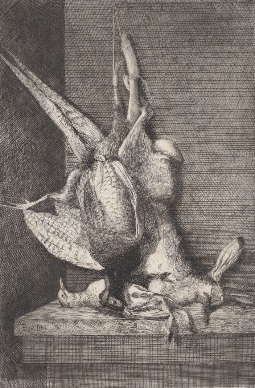 Trofeo di caccia con uccelli selvatici e coniglio, 1850-1900 da Charles Alphonse Deblois