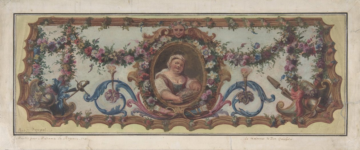Design per un sedile di arazzo di un divano, 1721 da Charles Antoine Coypel