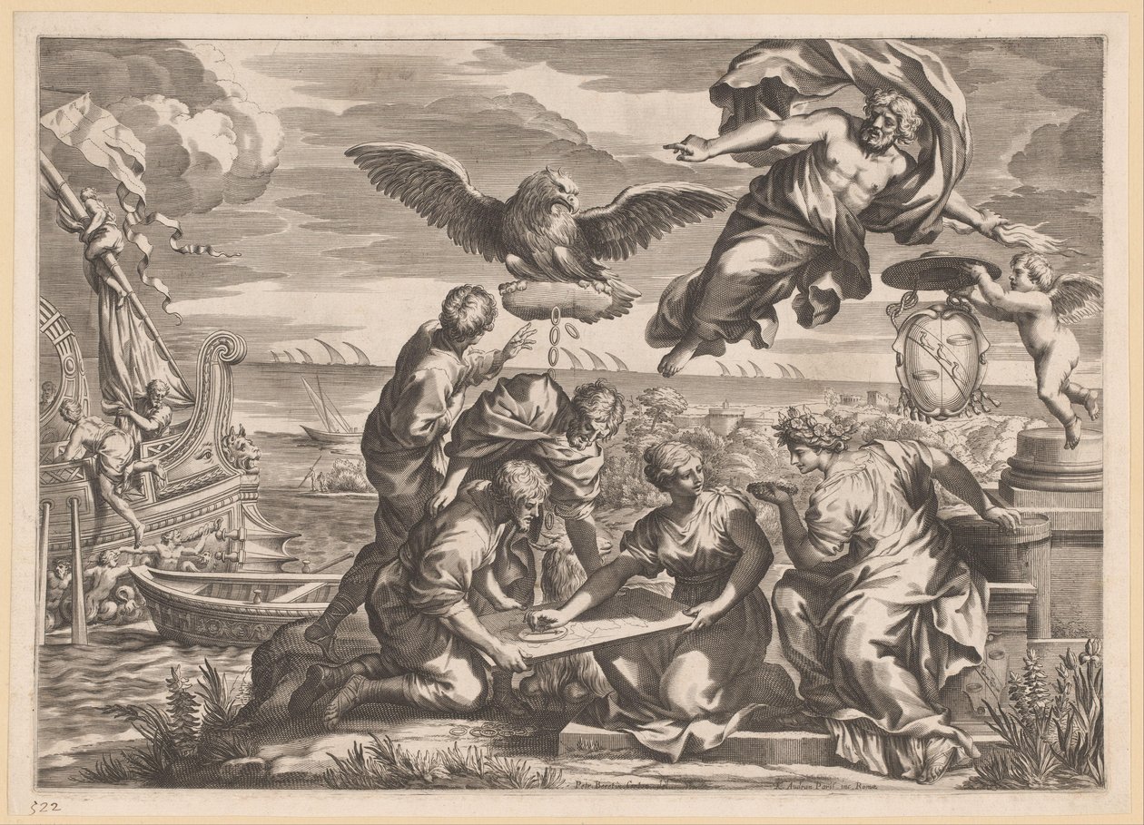 Allegoria del dominio straniero con Geografia e Giove da Charles Audran
