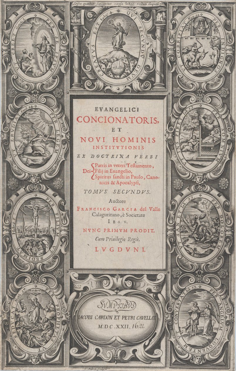 Frontespizio per Evangelicus Concionatoris, et Novi Hominis Institutionis, 1622 da Charles Audran