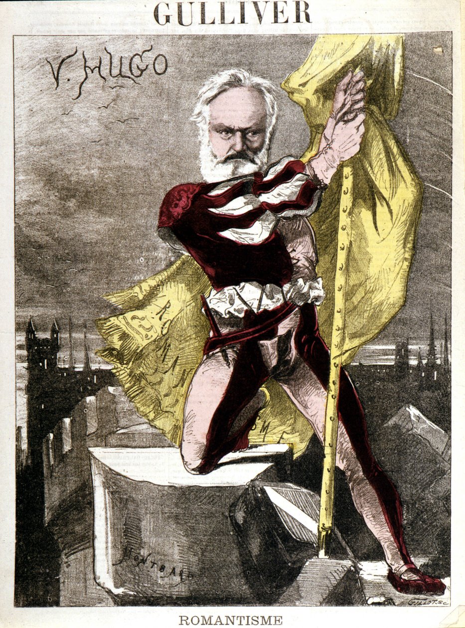 Caricatura di Victor Hugo di Georges Montbard (1841-1905). "Gulliver - Romanticismo" da Charles Auguste Loye