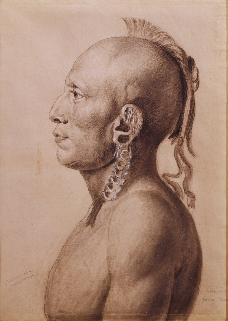 Cachasunghia, un guerriero Osage, 1806 da Charles Balthazar Julien Févret de Saint Mémin