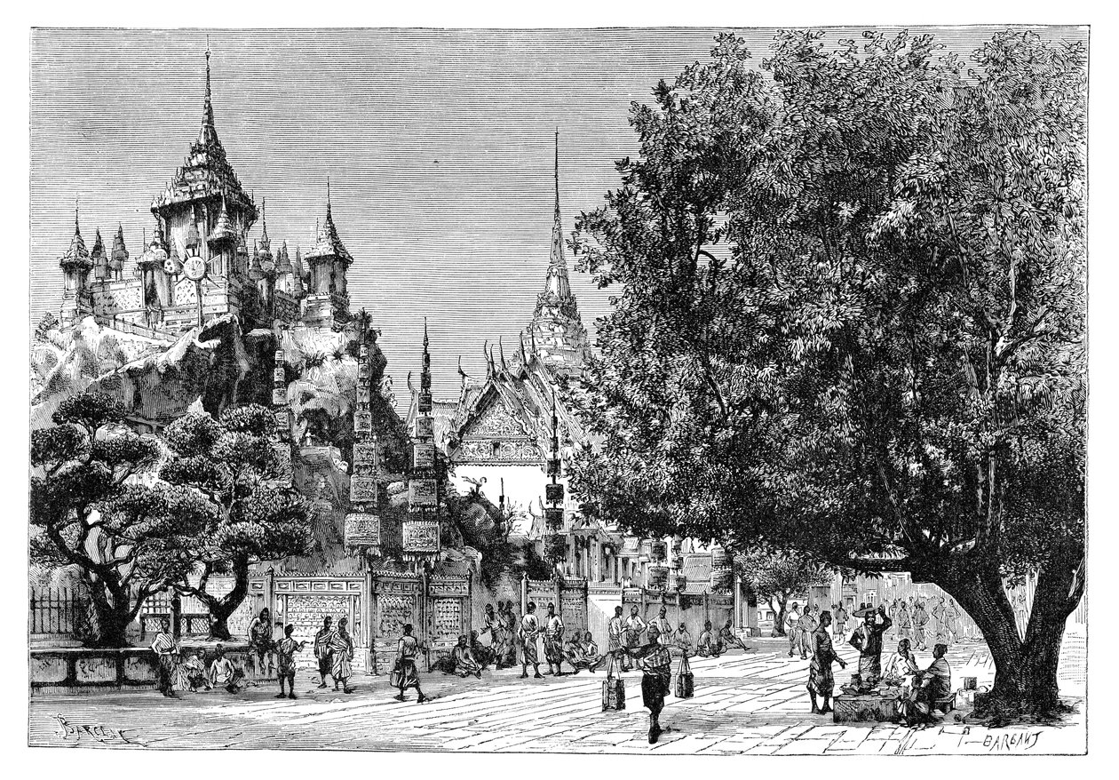 Una strada a Bangkok, Thailandia, 1895 da Charles Barbant