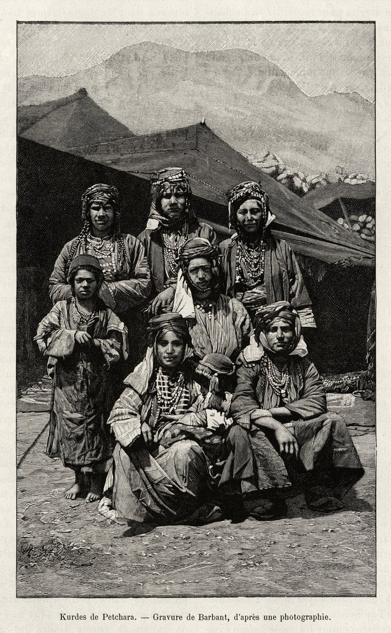 Curdi di Petchara (Turchia). Incisione di Barbant per illustrare la storia "Attraverso l