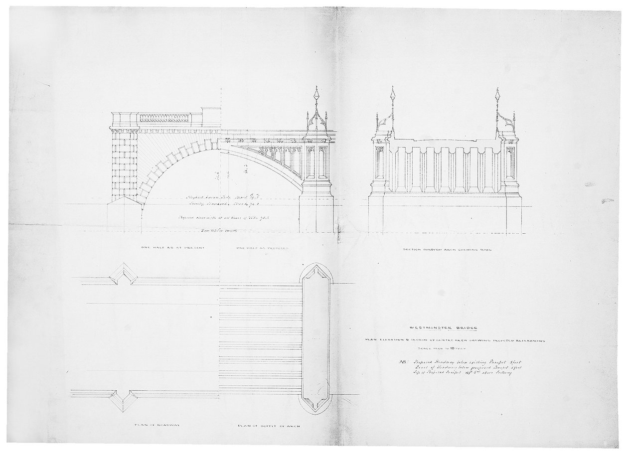 Progetto ed elevazione per il Ponte di Westminster da Charles Barry