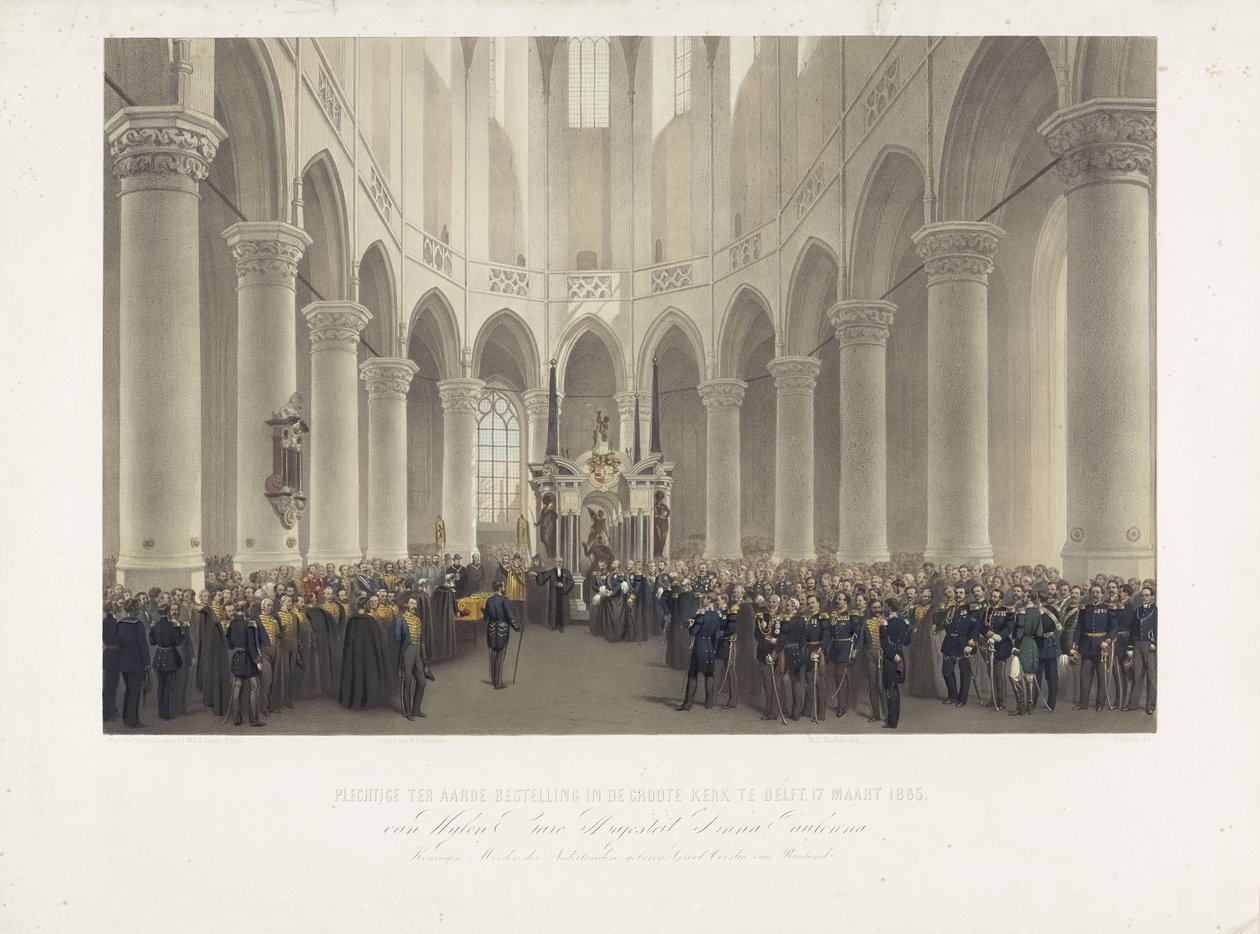 Funerale solenne nella Grande Chiesa di Delft, 17 marzo 1865, della defunta Sua Maestà Anna Pavlovna Regina Madre dei Paesi Bassi nata Granduchessa di Russia da Charles Billoin
