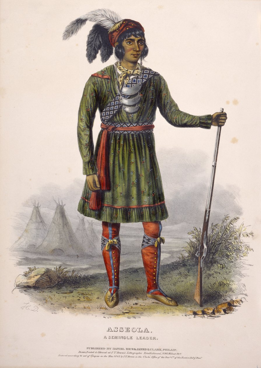 ASSEOLA, UN CAPO SEMINOLE, da Storia delle tribù indiane del Nord America da Charles Bird King