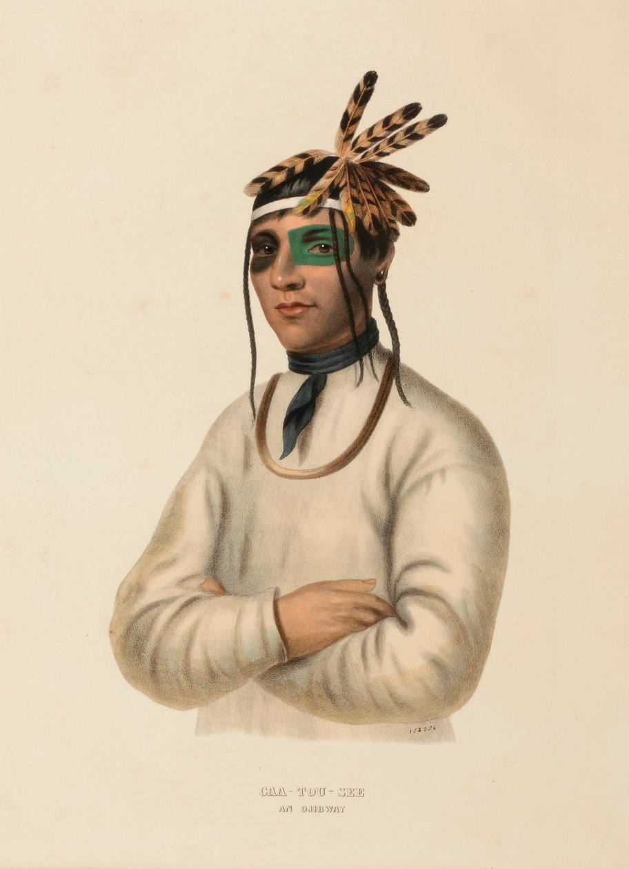 CAA-TOU-SEE. AN OJIBWAY., da Storia delle tribù indiane del Nord America da Charles Bird King