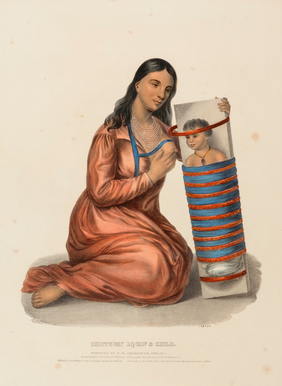 DONNA E BAMBINO CHIPPEWAY, da Storia delle tribù indiane del Nord America da Charles Bird King
