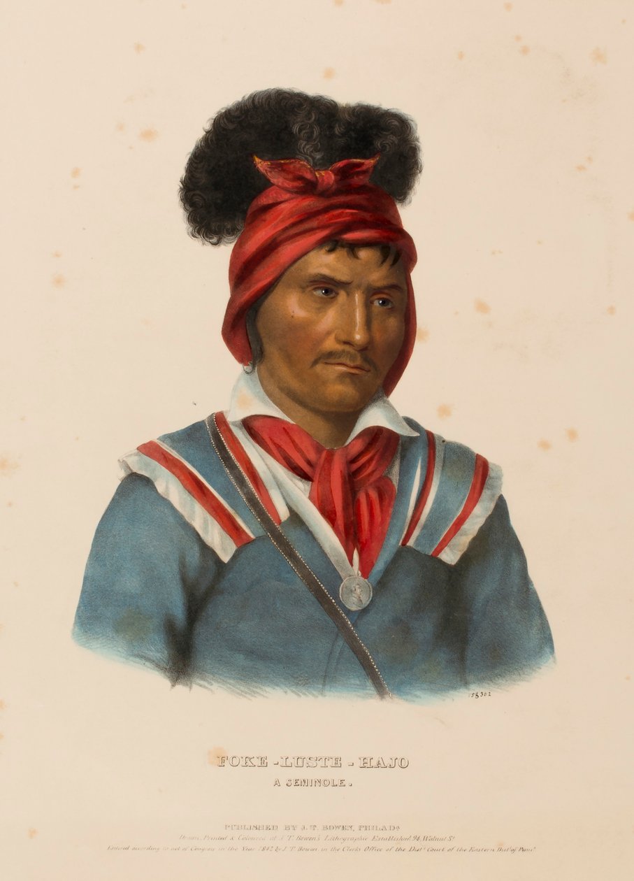 FOKE-LUSTE-HAJO. A SEMINOLE., da Storia delle Tribù Indiane del Nord America da Charles Bird King