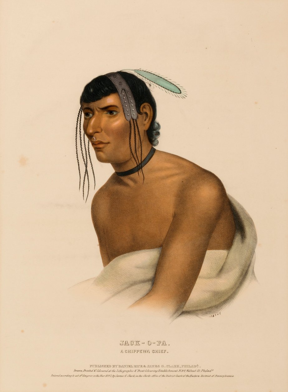 JACK-O-PA. Un capo CHIPPEWA, da "Storia delle tribù indiane del Nord America". da Charles Bird King